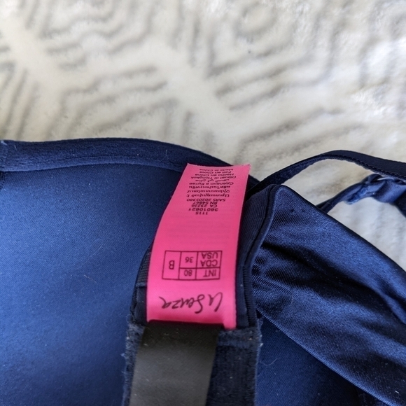 LA senza beyond sexy rhinestones push up navy blue bra size 36B B055 - Picture 7 of 8
